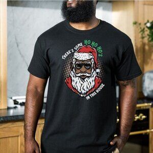 Funny Black Santa Rap Lyric Holiday Graphic T-Shirt
